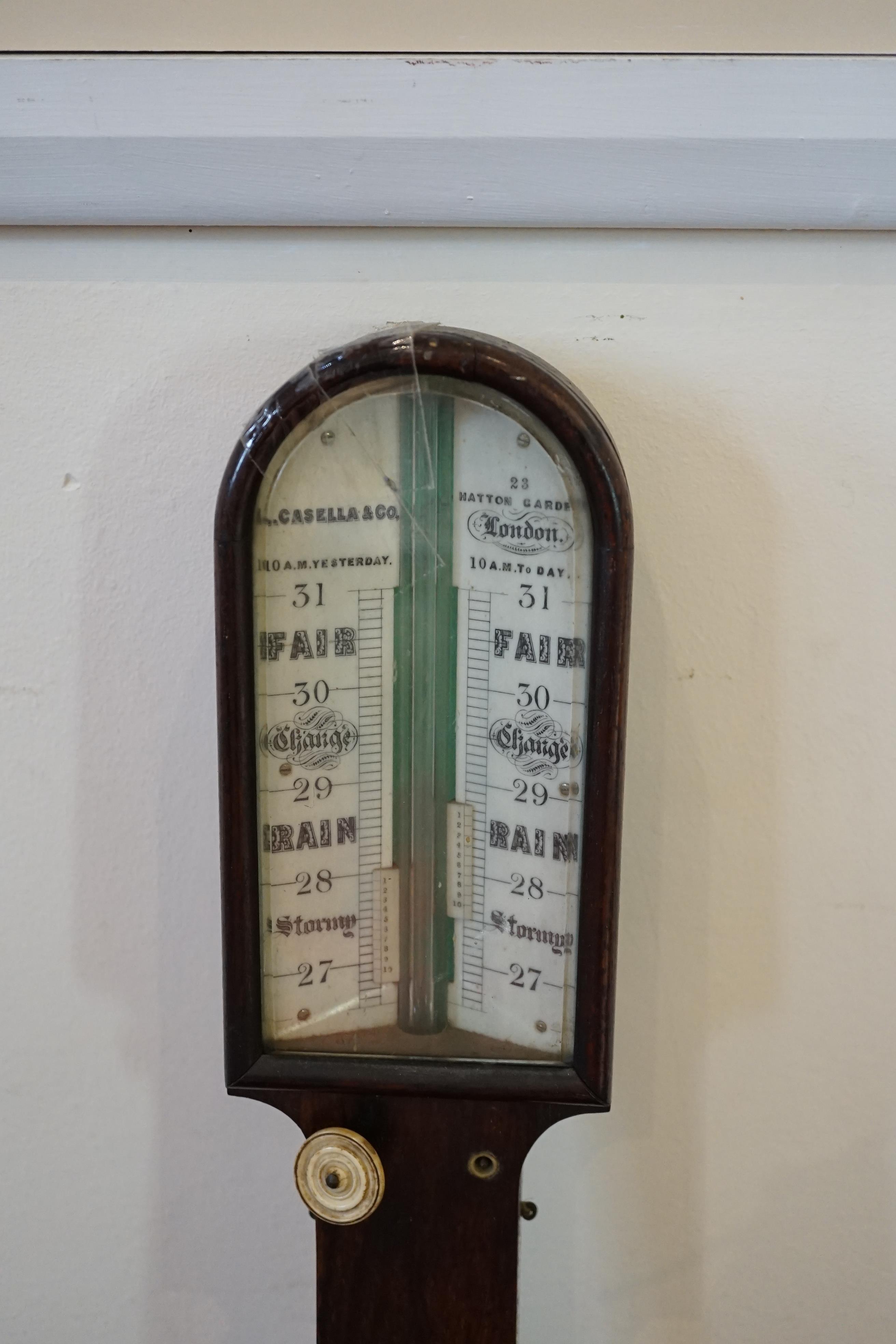 An early Victorian rosewood stick barometer